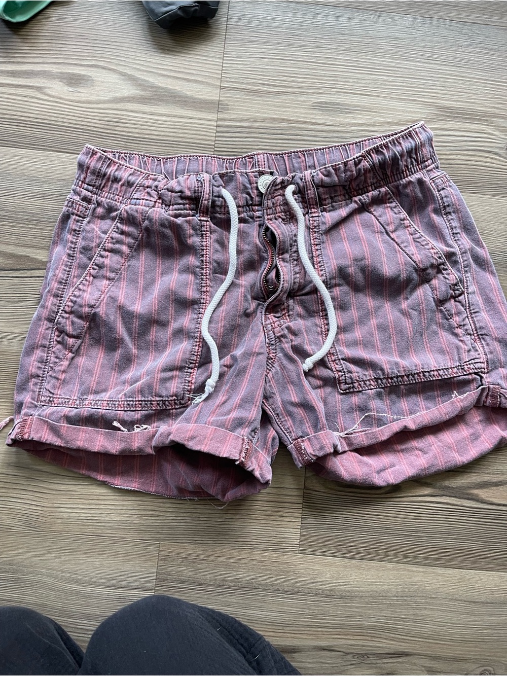 American Eagle Outfitters Pink Striped Drawstring Cargo Shorts